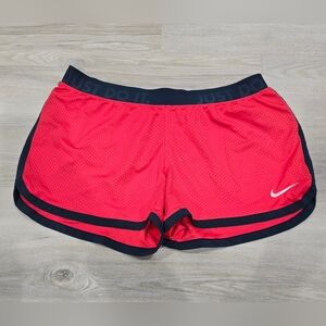 Nike Womens Mesh Athletic Shorts Red/Navy Size L